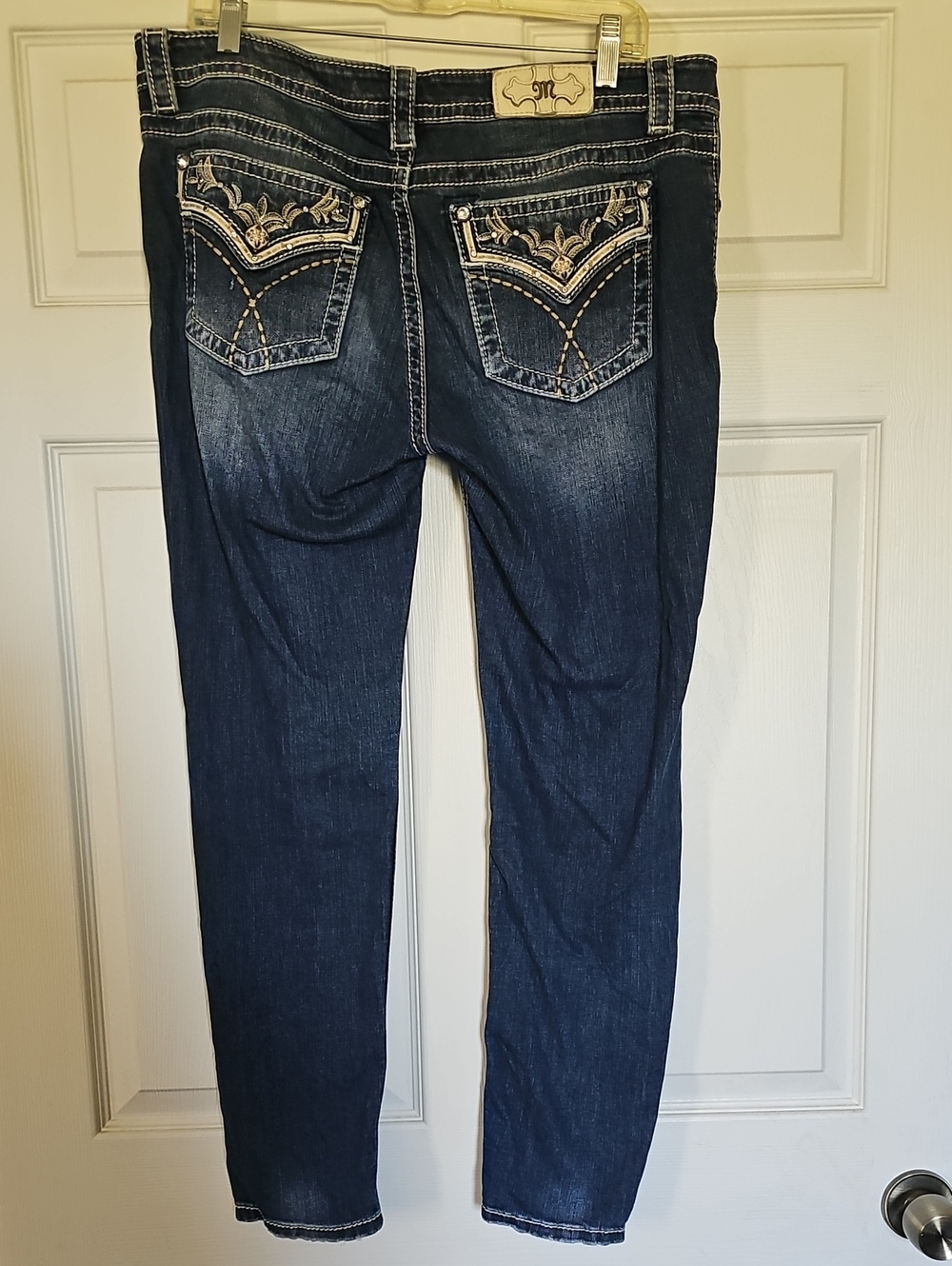 Miss Me Dark Blue Skinny Jeans with Embroidered Back Pockets